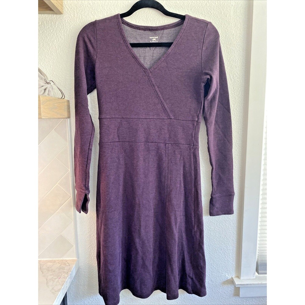 Toad‎ & Co V-Neck Knit Finlay Dress Faux Wrap, Mulberry XS XSmall Comfort